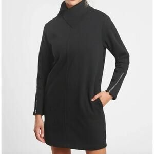 Athleta Women's Cozy Karma Vela Mockneck Sweatshirt Athleisure Dress Black SZ SP